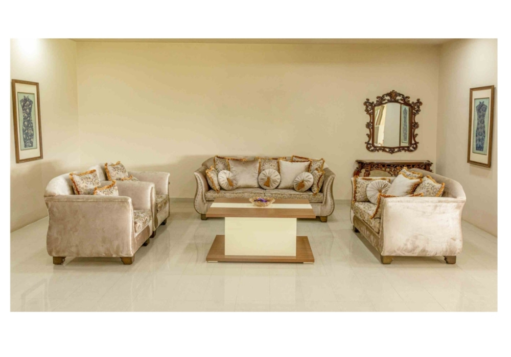3 Set Suede Wooden Living Room Furniture