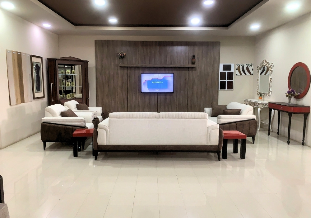 Comfy 3-Set Leather Seater with Wooden TV Console